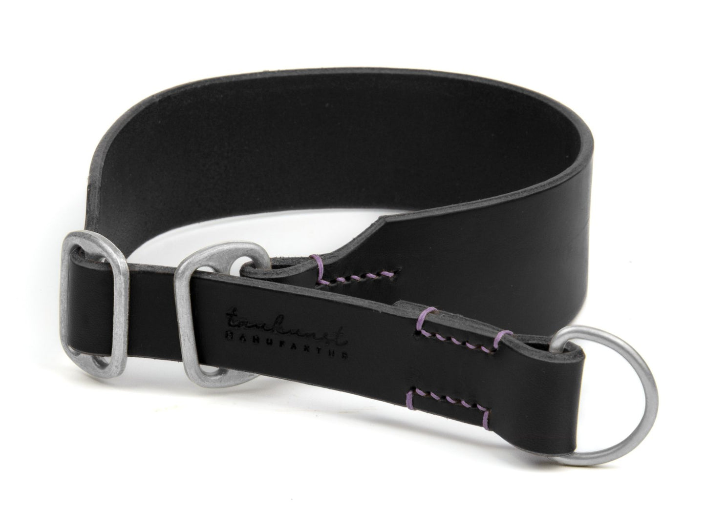 Zugstopp-Lederhalsband 'Waldgeist' Schwarz