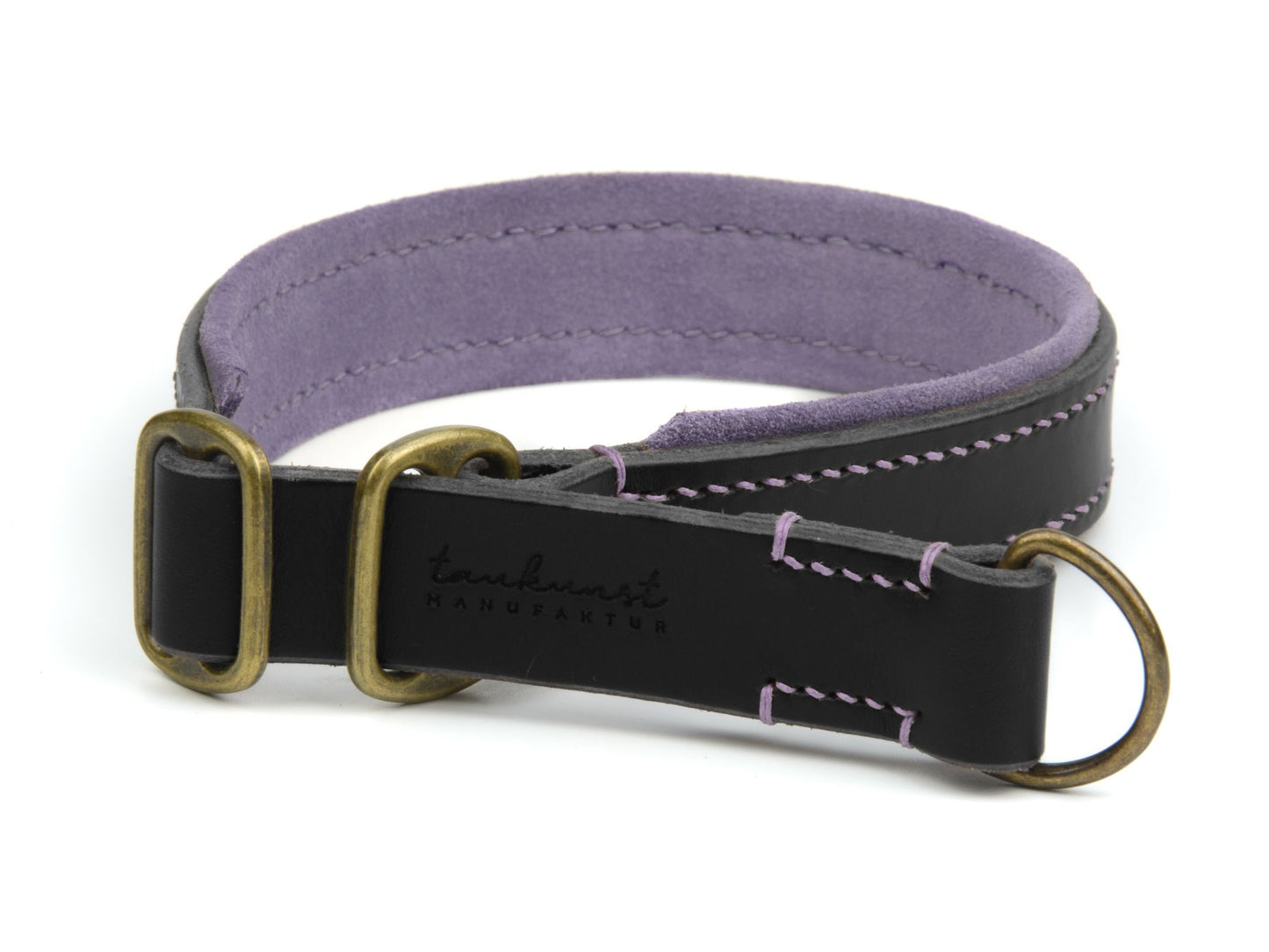 Zugstopp-Lederhalsband 'Wildfang' Schwarz