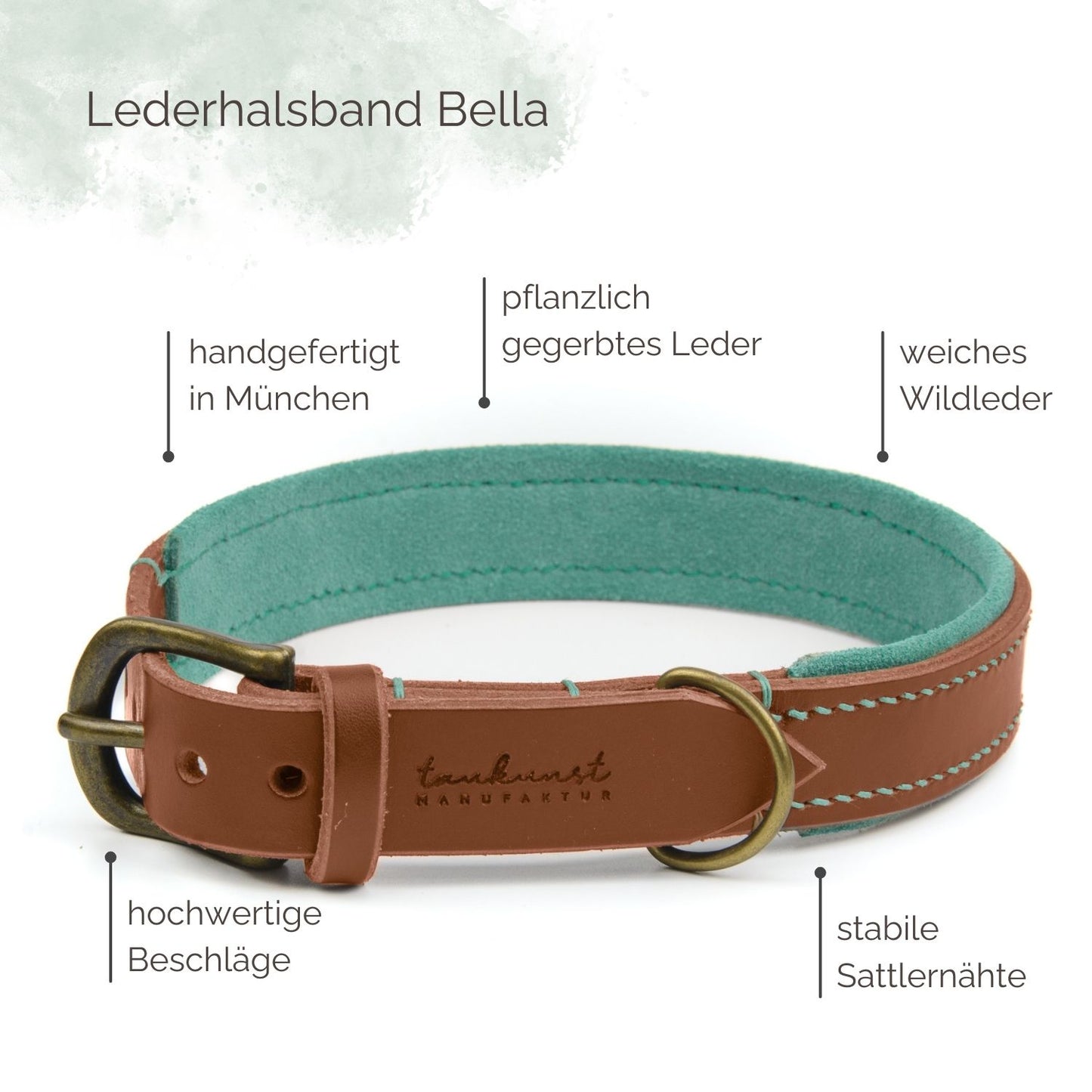 Lederhalsband Bella für Hunde in Braun mit Sattlernaht Vintage Highlights