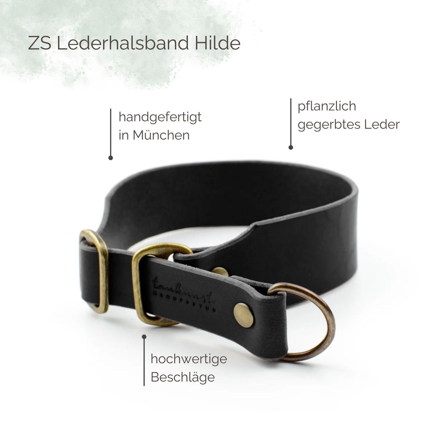 Breites Lederhalsband 'Hilde'