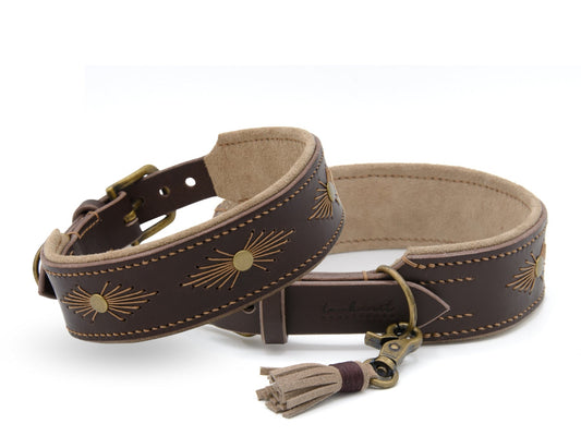 Lederhalsband 'Woodstock' Dunkelbraun