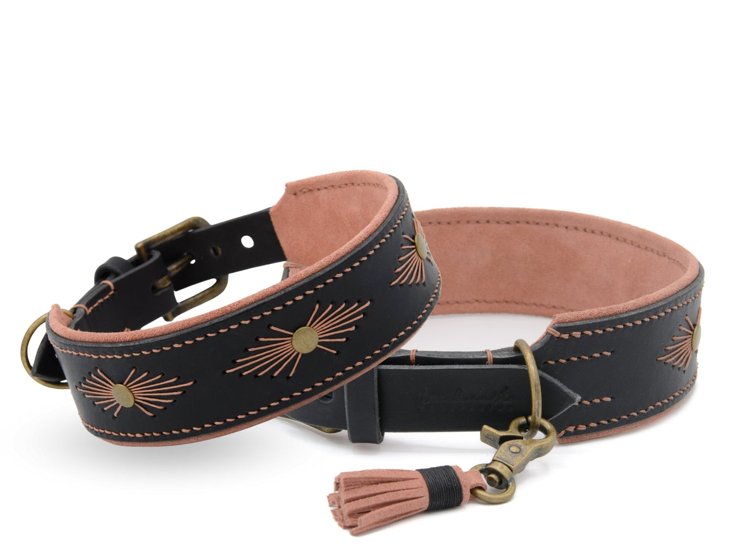 Lederhalsband 'Woodstock' Schwarz