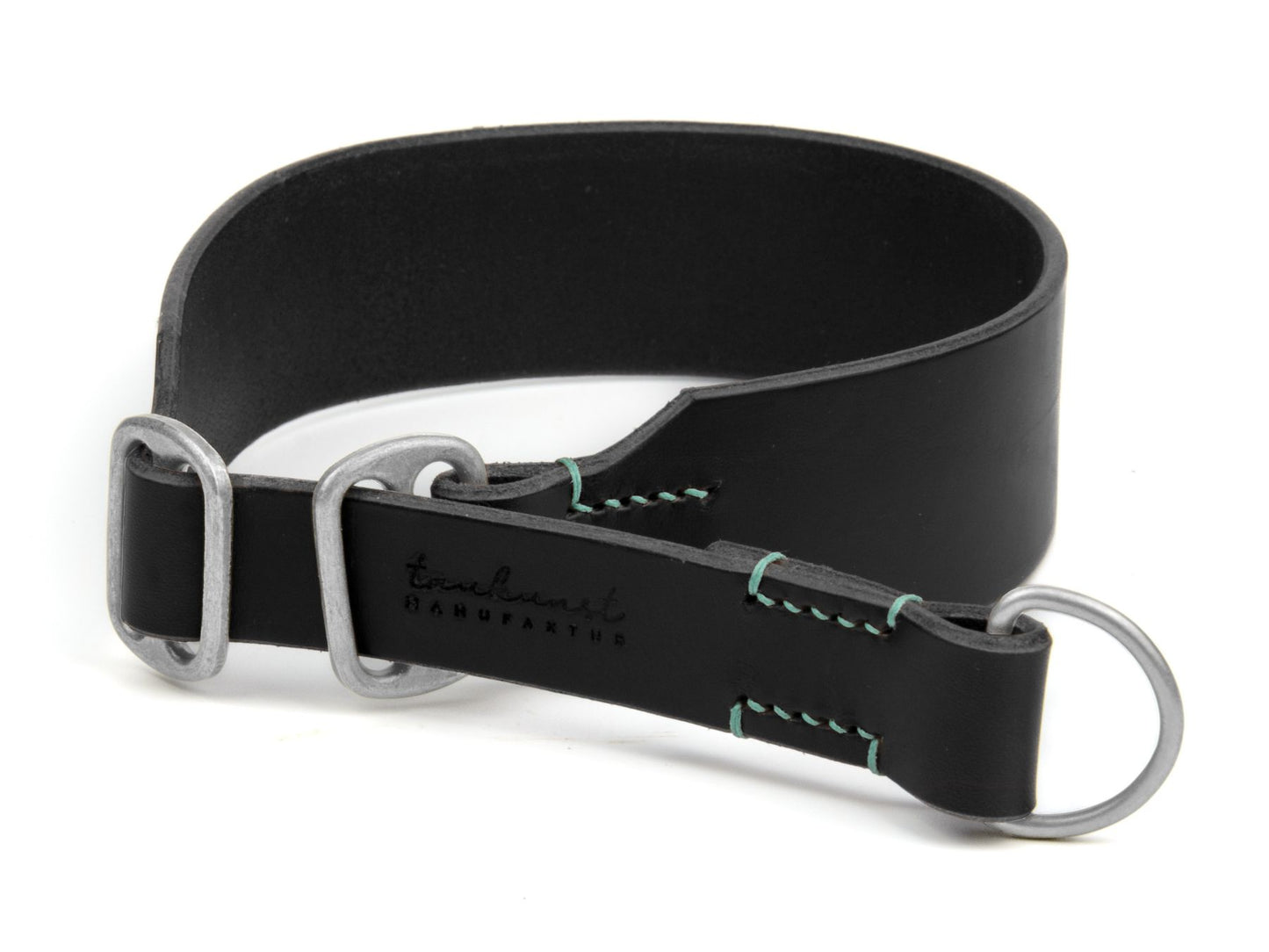 Zugstopp-Lederhalsband 'Waldgeist' Schwarz