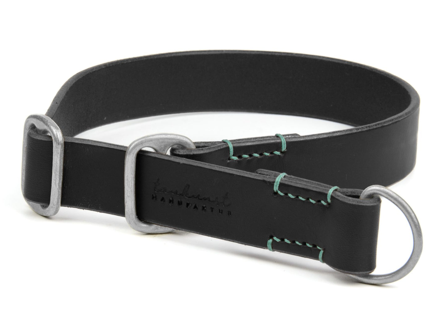 Zugstopp-Lederhalsband 'Waldgeist' Schwarz