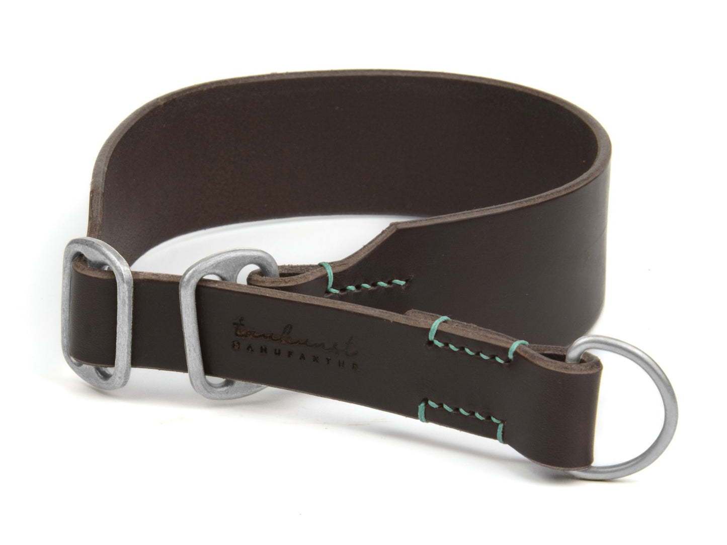 Zugstopp-Lederhalsband 'Waldgeist' Dunkelbraun