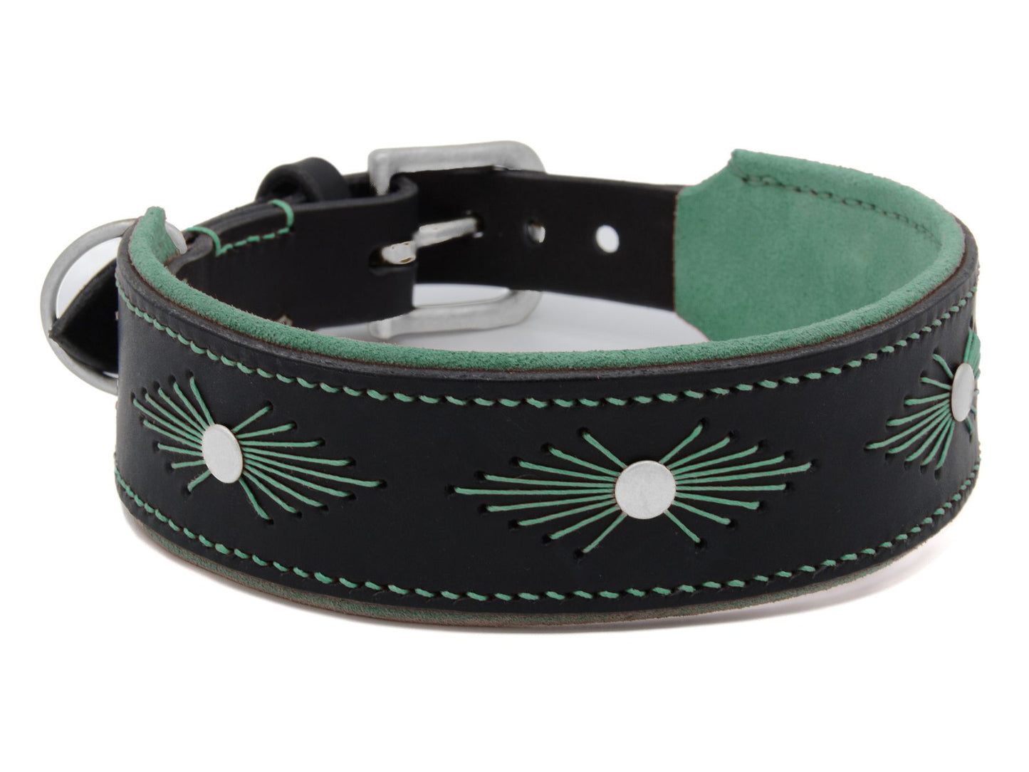 Lederhalsband 'Woodstock' Schwarz