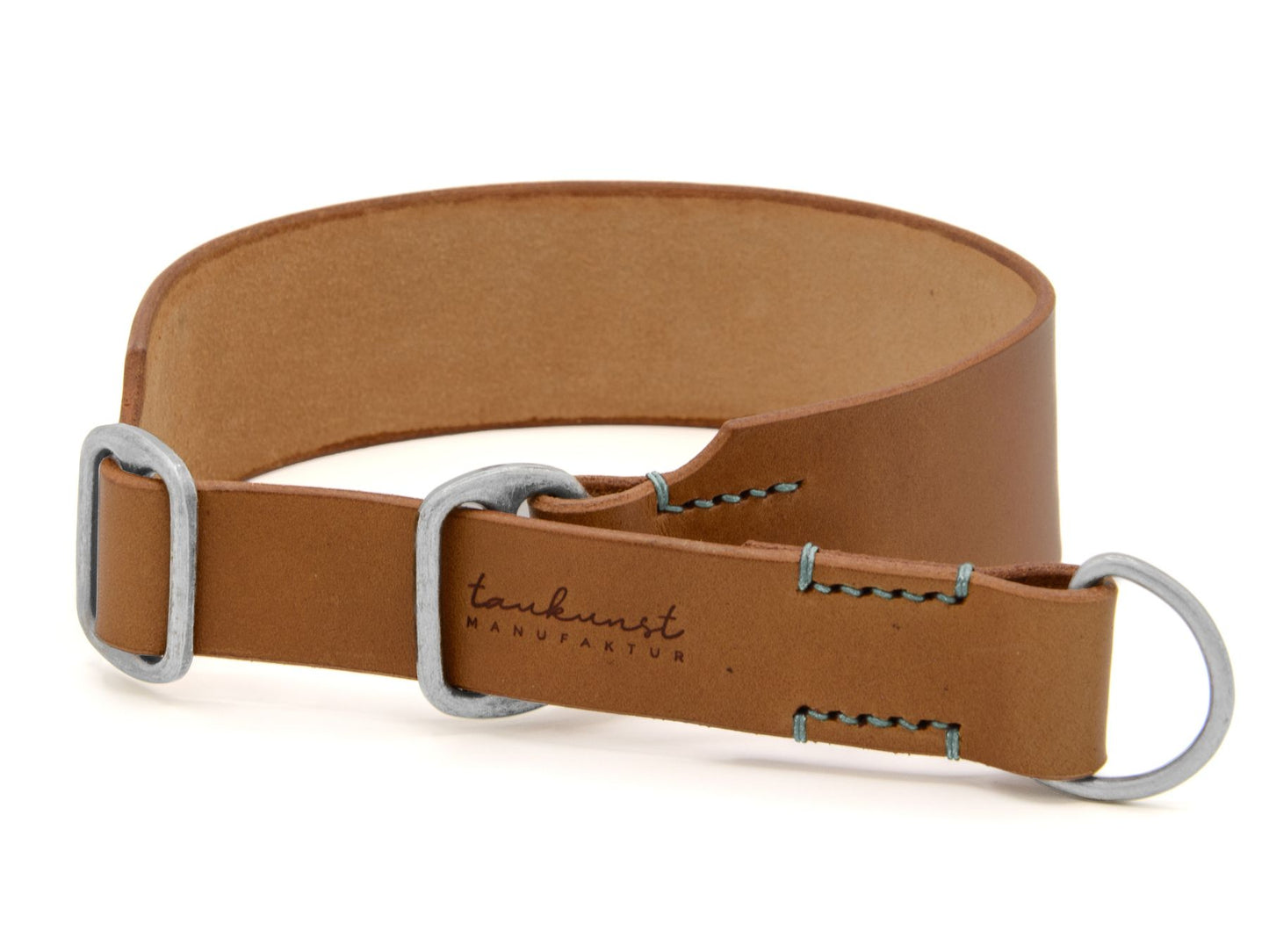 Zugstopp-Lederhalsband 'Waldgeist' Camel