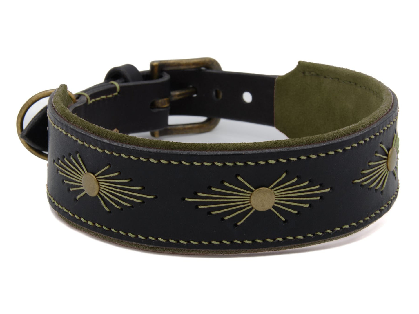 Lederhalsband 'Woodstock' Schwarz