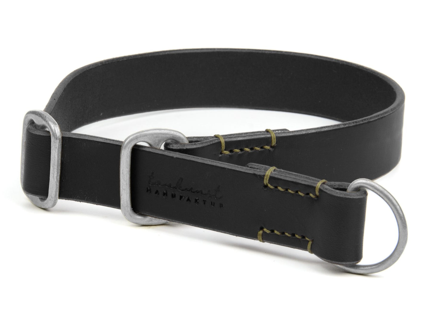 Zugstopp-Lederhalsband 'Waldgeist' Schwarz