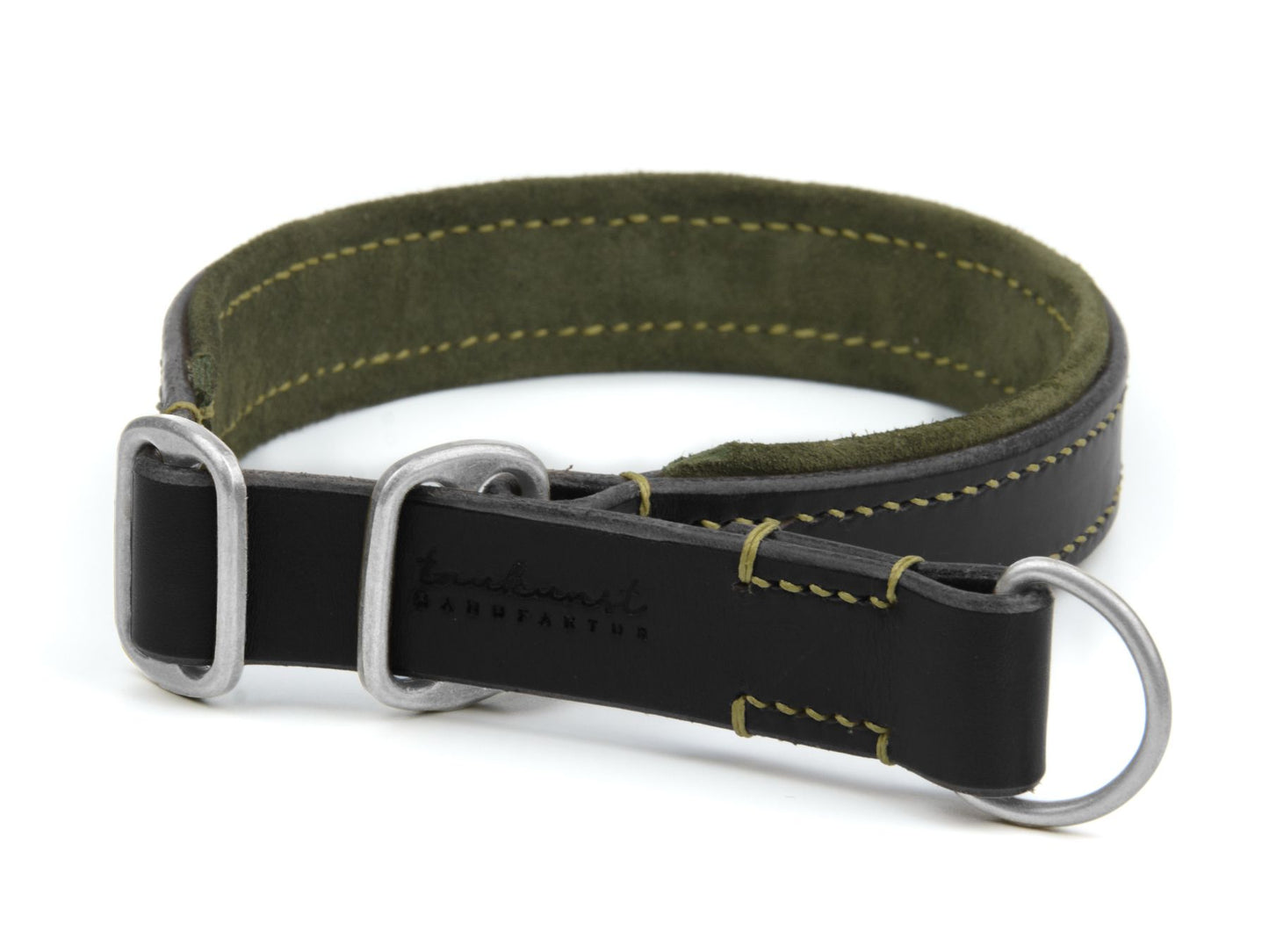 Zugstopp-Lederhalsband 'Wildfang' Schwarz