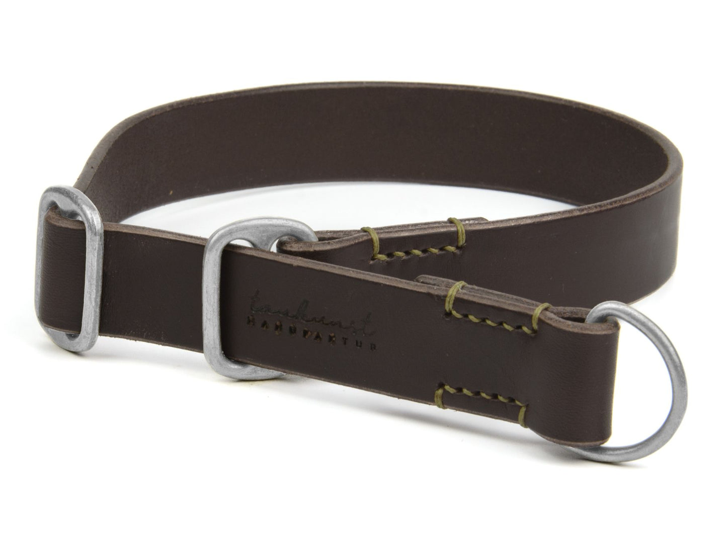 Zugstopp-Lederhalsband 'Waldgeist' Dunkelbraun