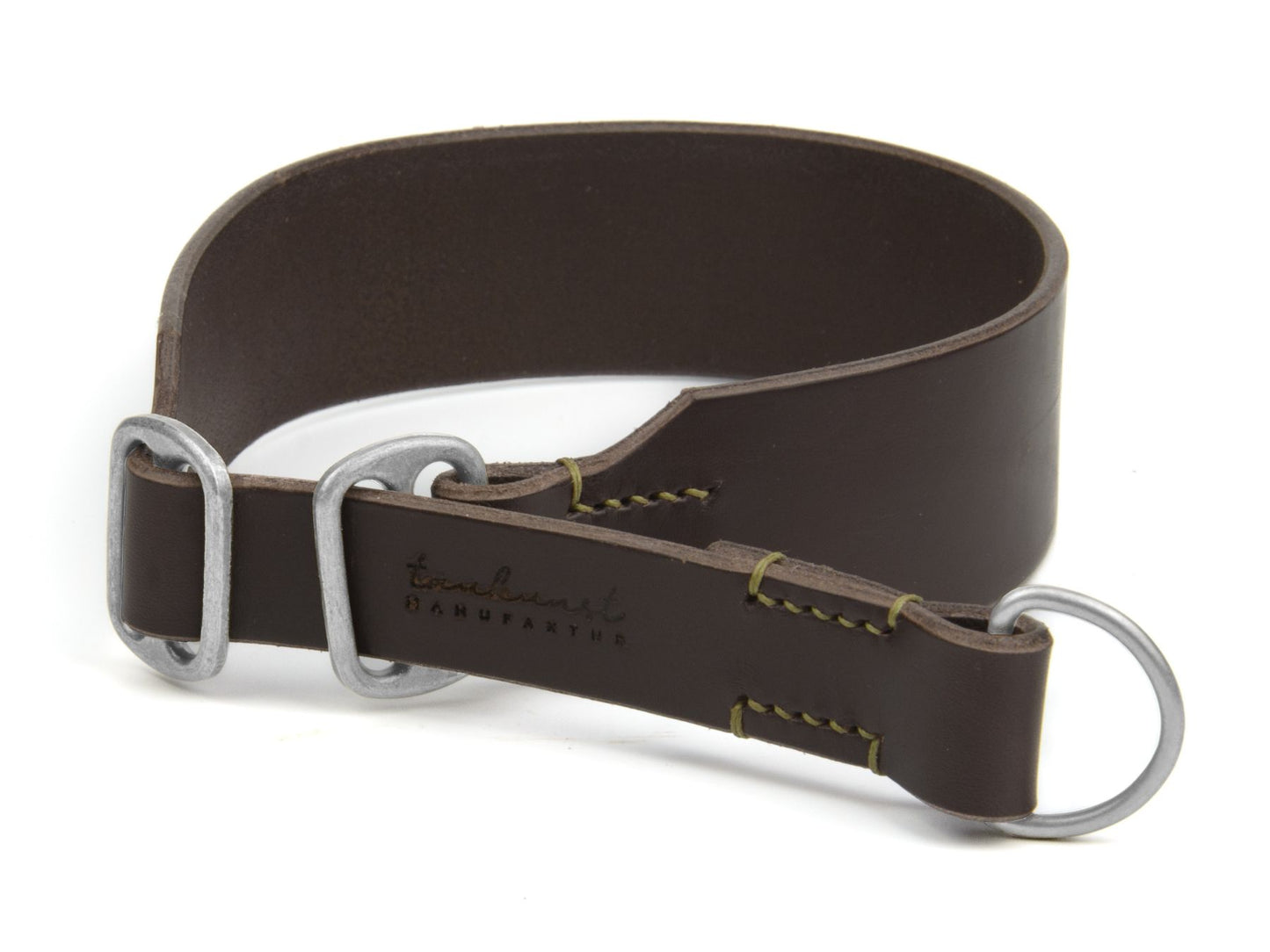 Zugstopp-Lederhalsband 'Waldgeist' Dunkelbraun