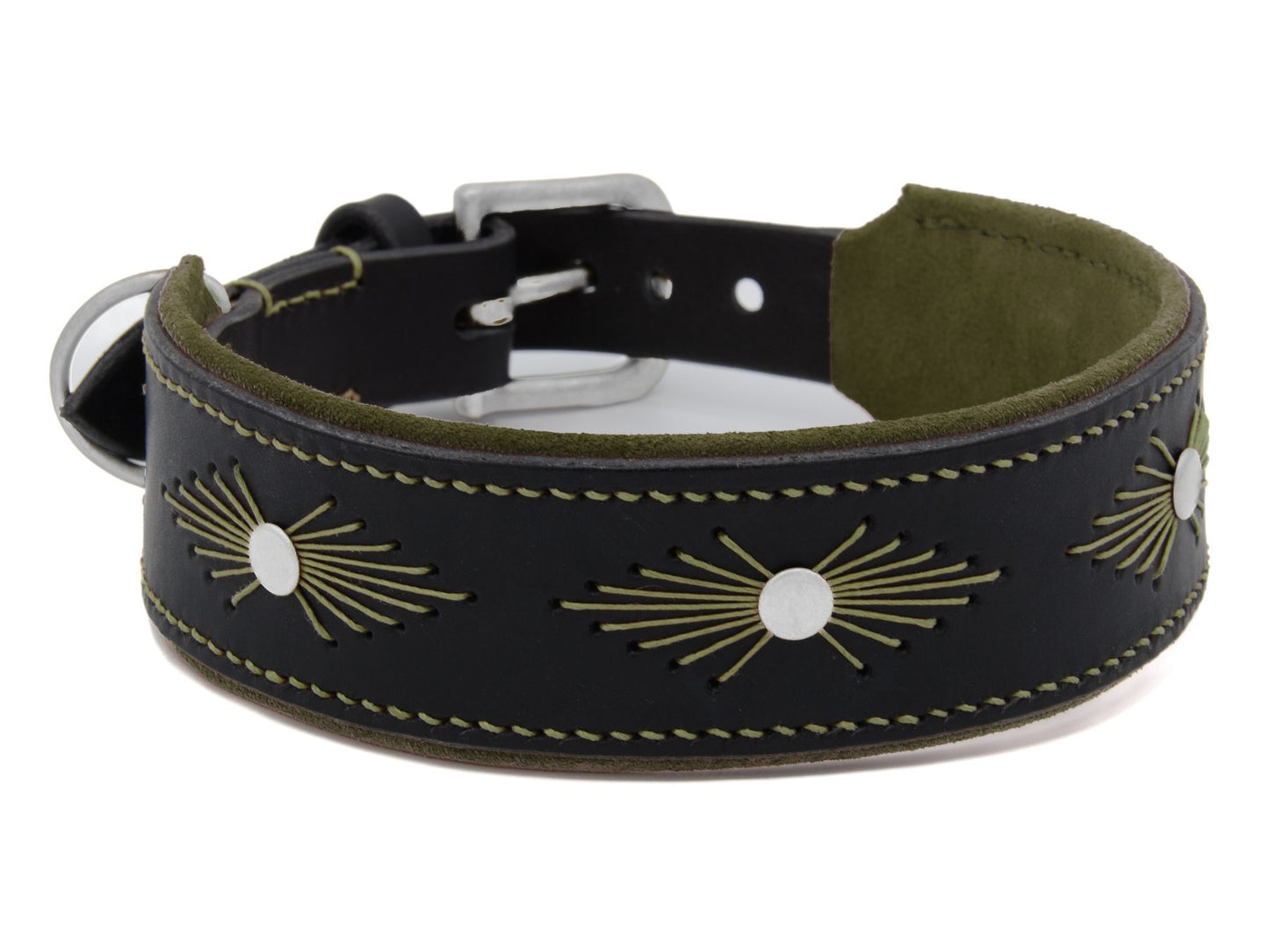 Lederhalsband 'Woodstock' Schwarz