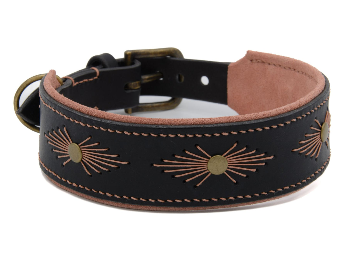 Lederhalsband 'Woodstock' Schwarz