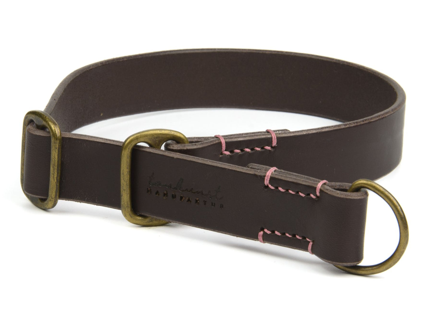 Zugstopp-Lederhalsband 'Waldgeist' Dunkelbraun