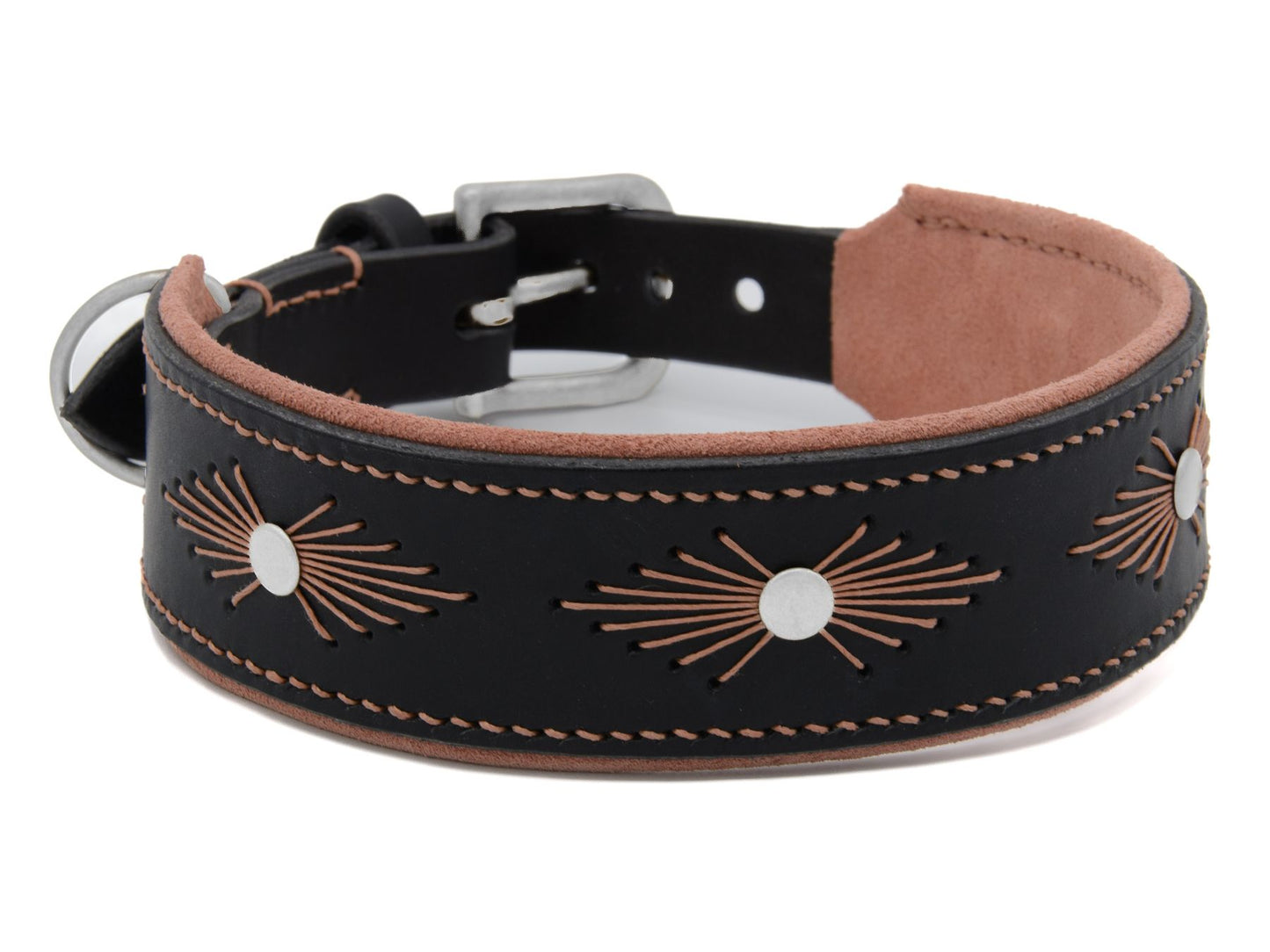 Lederhalsband 'Woodstock' Schwarz