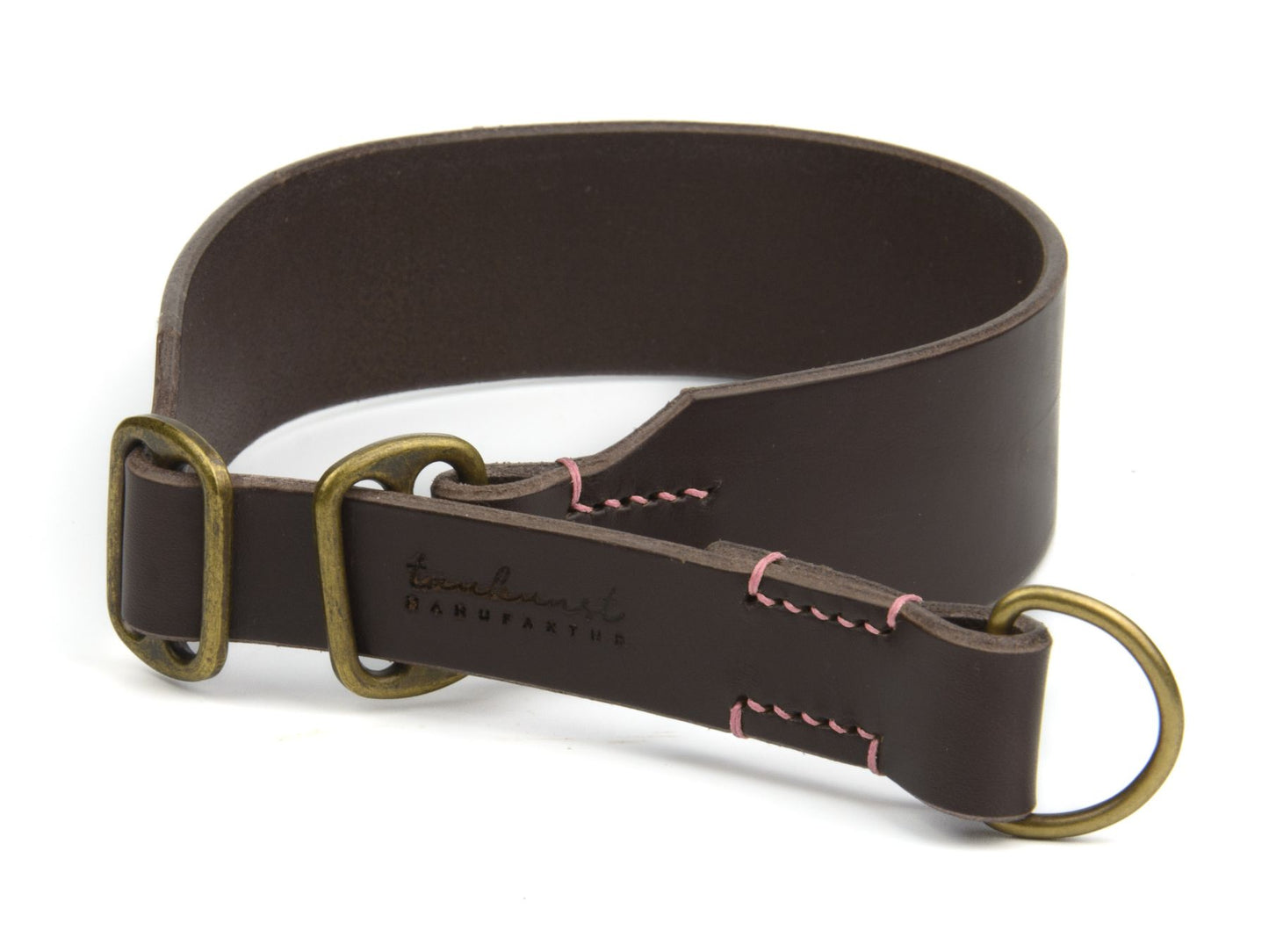 Zugstopp-Lederhalsband 'Waldgeist' Dunkelbraun