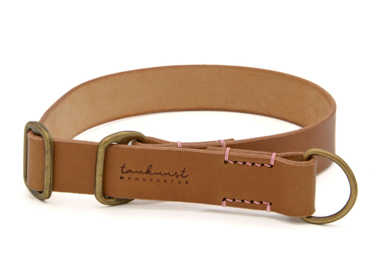 Zugstopp-Lederhalsband 'Waldgeist' Camel