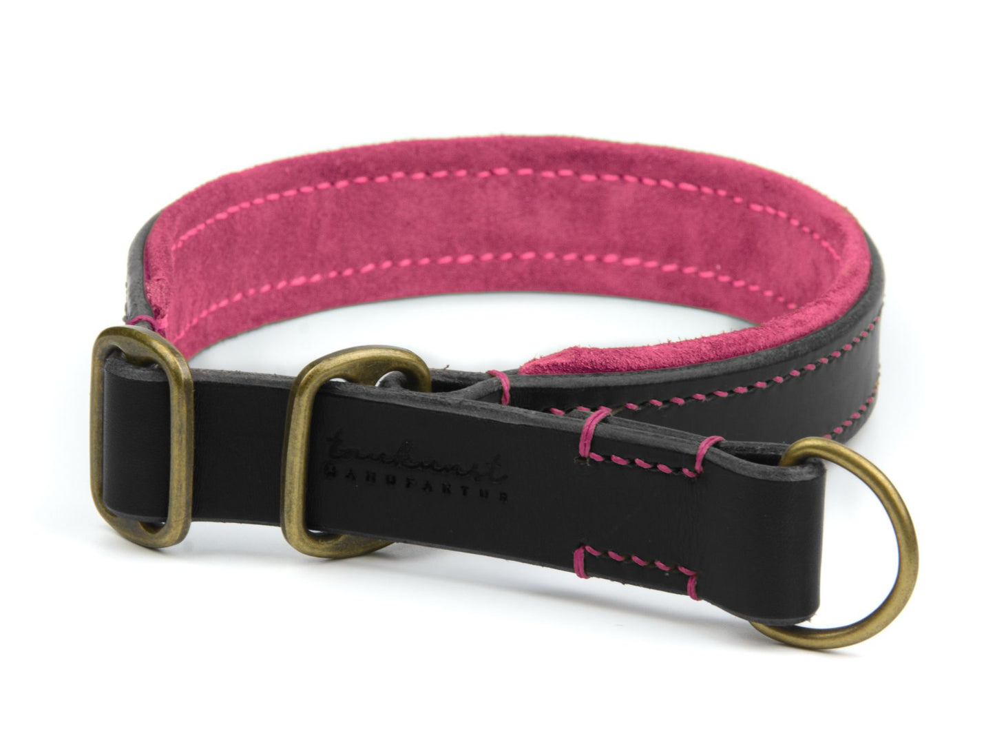 Zugstopp-Lederhalsband 'Wildfang' Schwarz