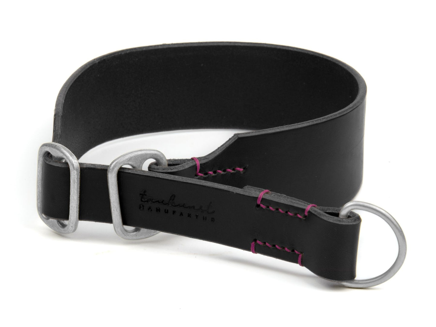 Zugstopp-Lederhalsband 'Waldgeist' Schwarz