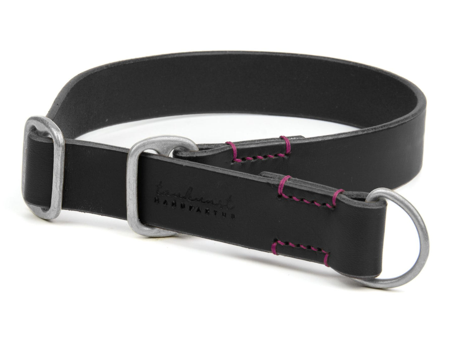 Zugstopp-Lederhalsband 'Waldgeist' Schwarz