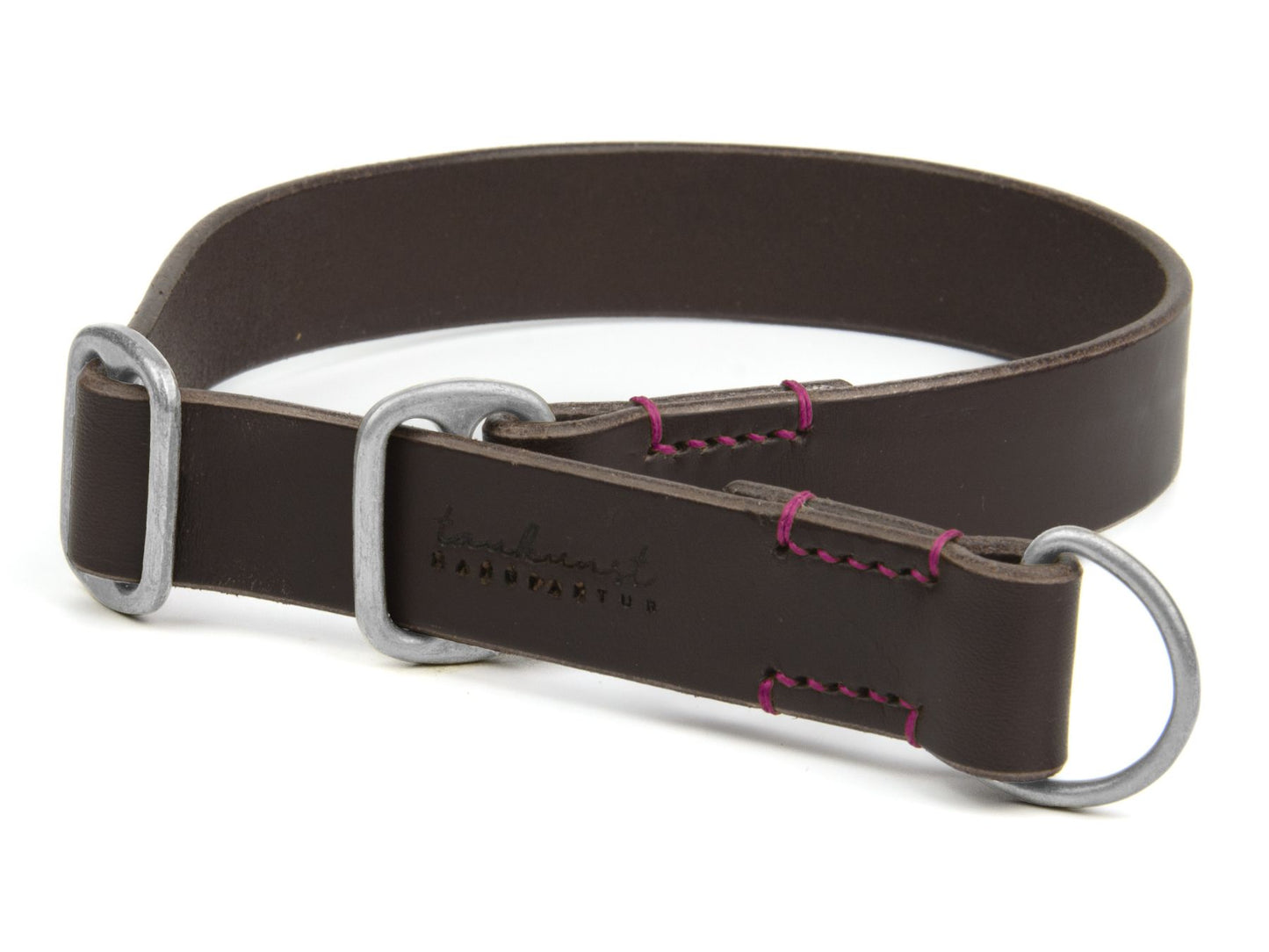 Zugstopp-Lederhalsband 'Waldgeist' Dunkelbraun