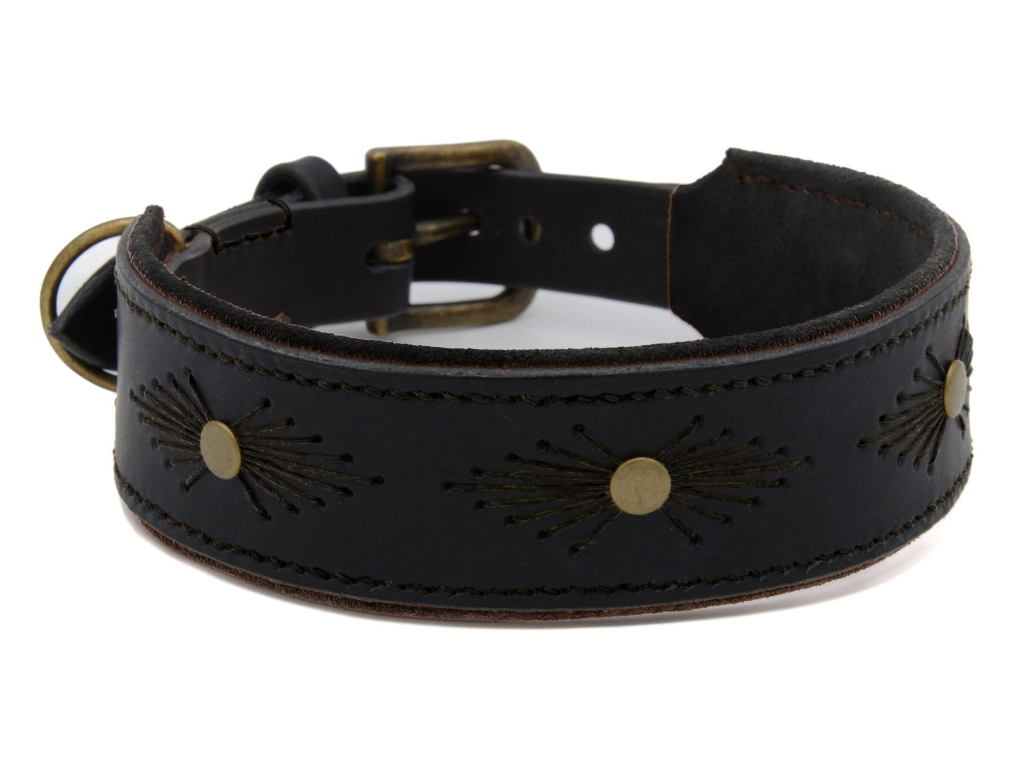 Lederhalsband 'Woodstock' Schwarz