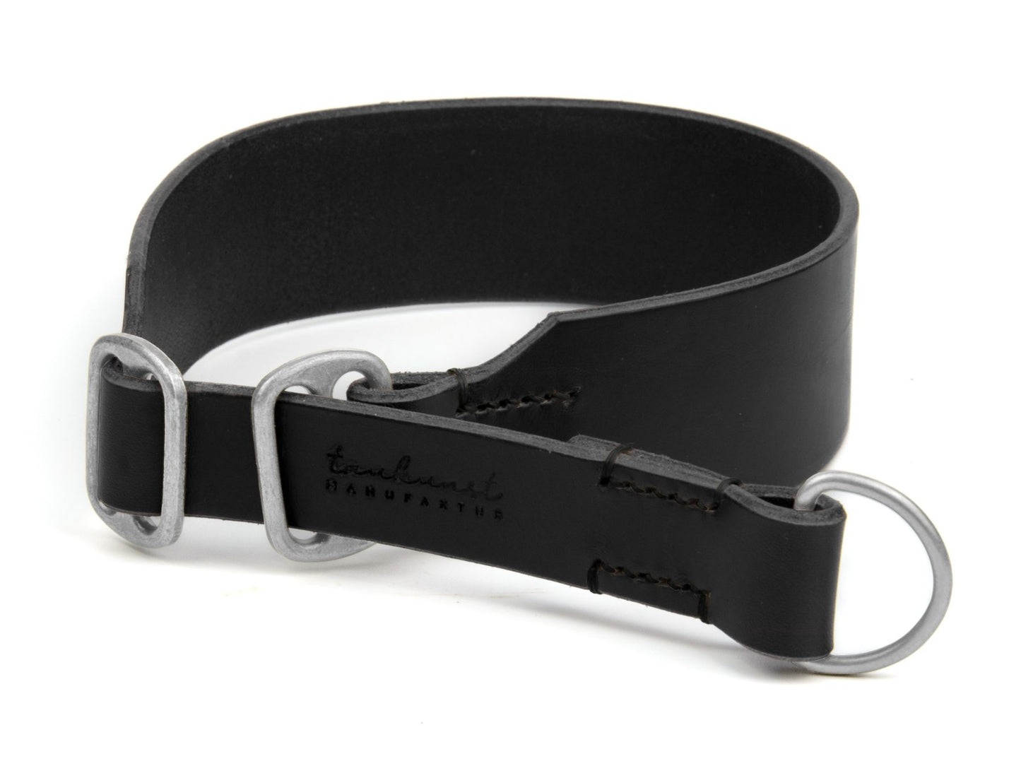 Zugstopp-Lederhalsband 'Waldgeist' Schwarz