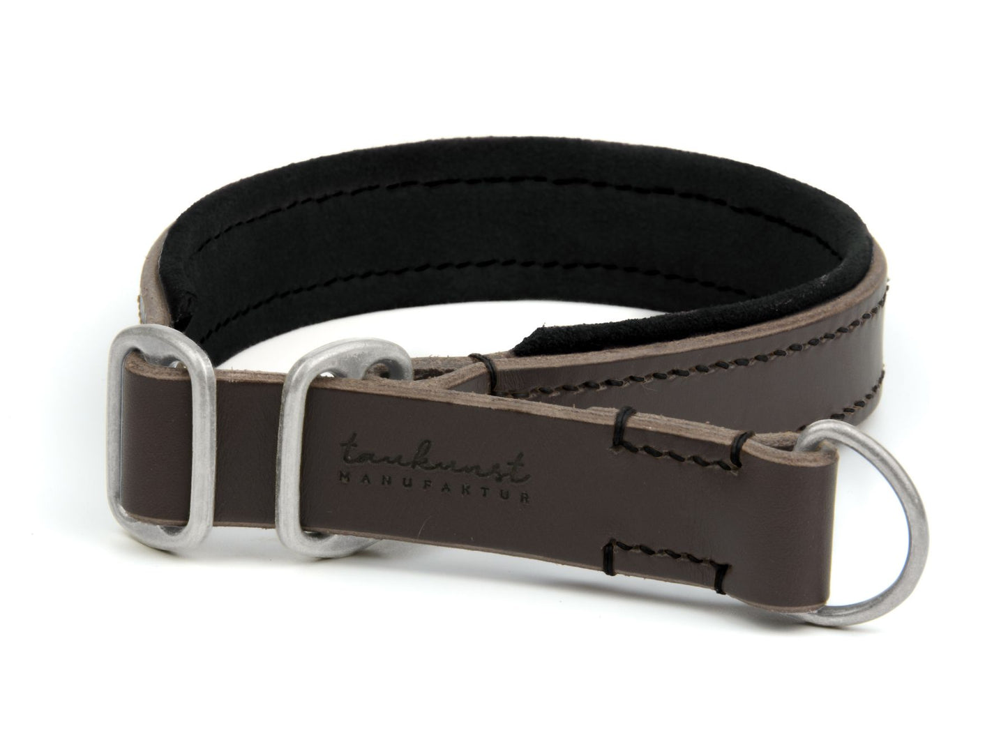 Zugstopp-Lederhalsband 'Wildfang' Dunkelbraun
