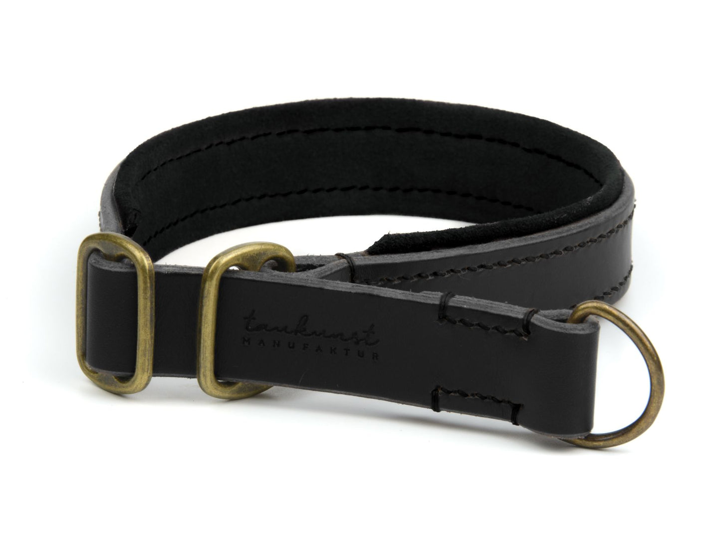 Zugstopp-Lederhalsband 'Wildfang' Schwarz