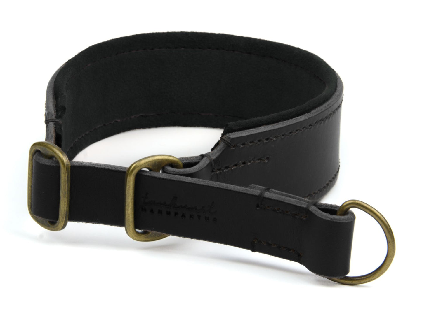 Zugstopp-Lederhalsband 'Wildfang' Schwarz