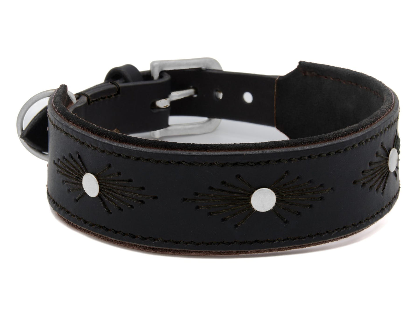 Lederhalsband 'Woodstock' Schwarz