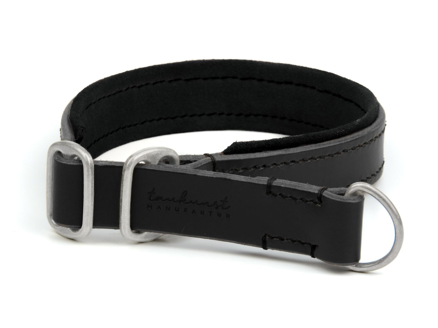 Zugstopp-Lederhalsband 'Wildfang' Schwarz