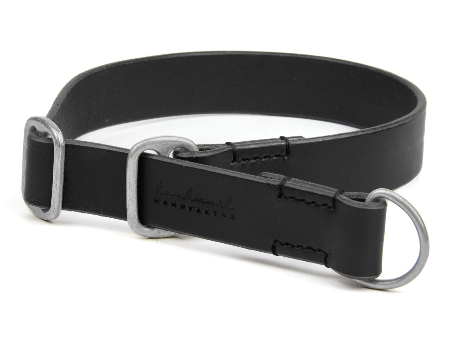 Zugstopp-Lederhalsband 'Waldgeist' Schwarz