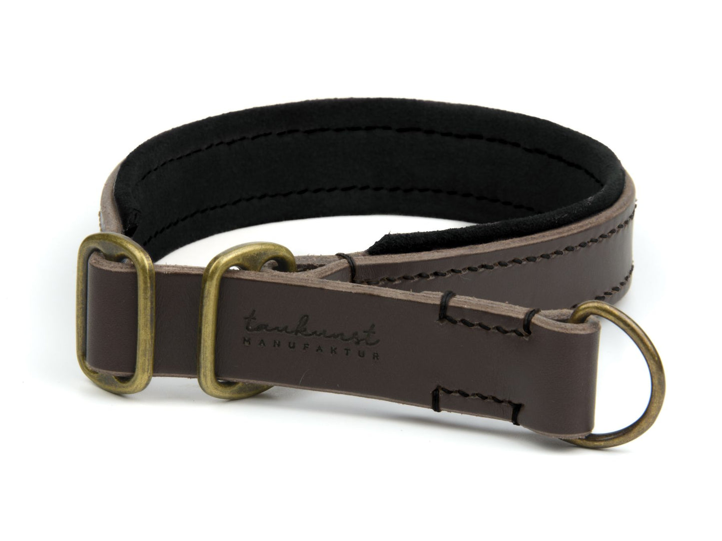 Zugstopp-Lederhalsband 'Wildfang' Dunkelbraun