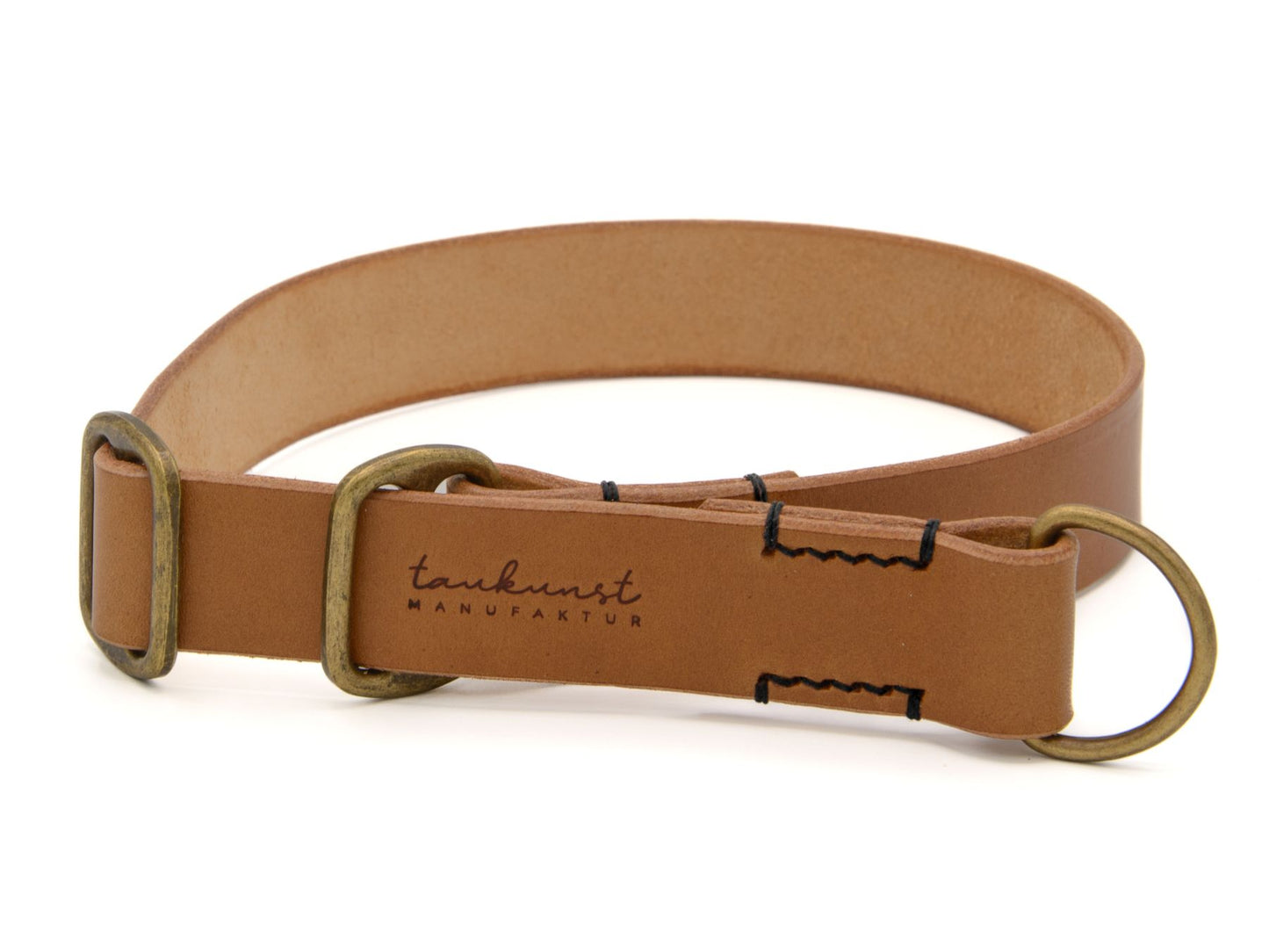 Zugstopp-Lederhalsband 'Waldgeist' Camel