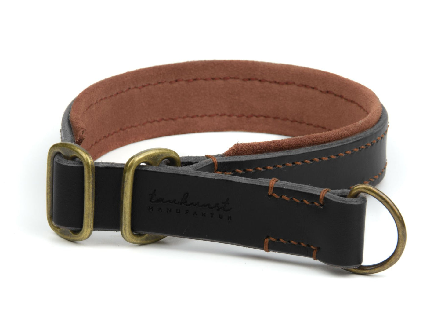 Zugstopp-Lederhalsband 'Wildfang' Schwarz