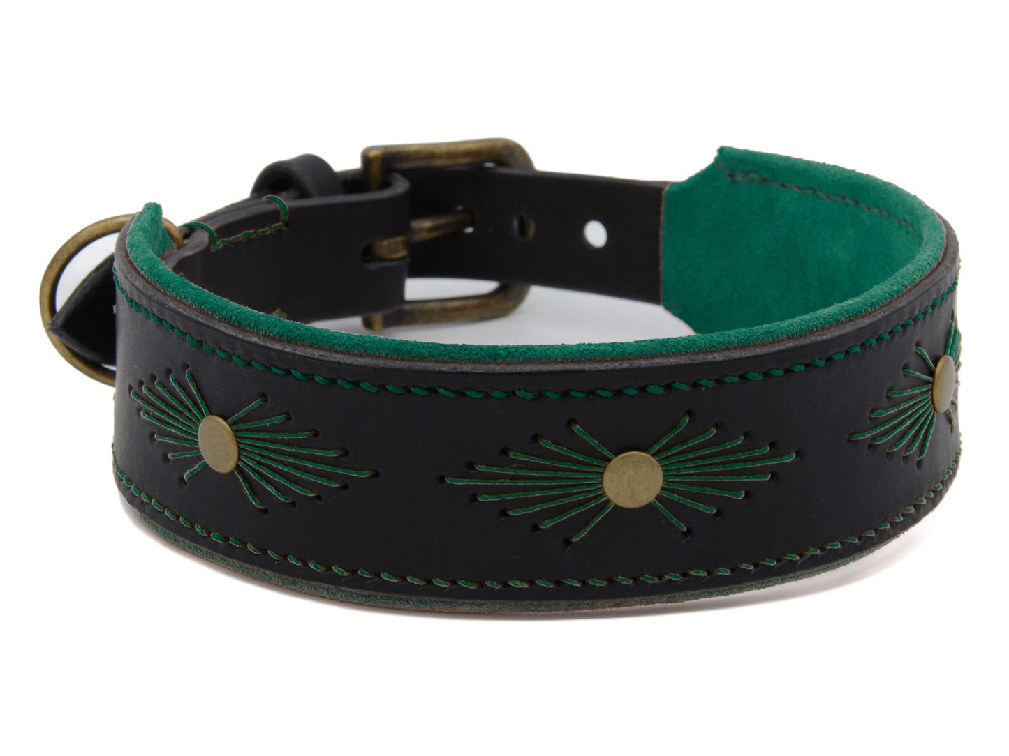 Lederhalsband 'Woodstock' Schwarz
