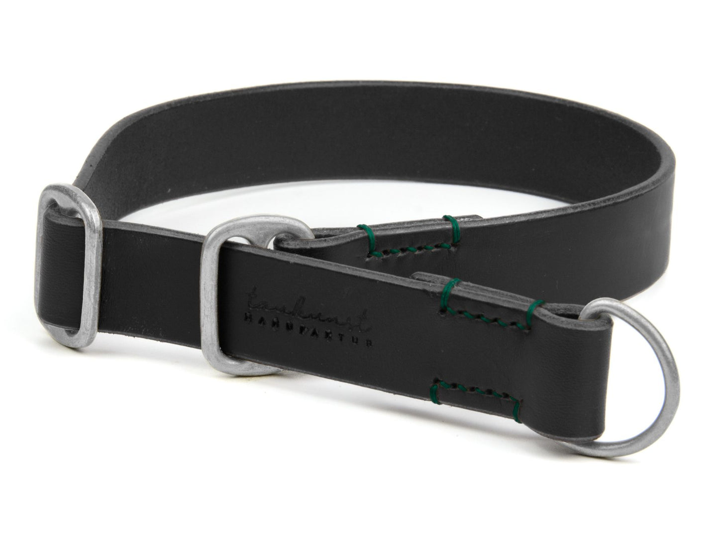 Zugstopp-Lederhalsband 'Waldgeist' Schwarz
