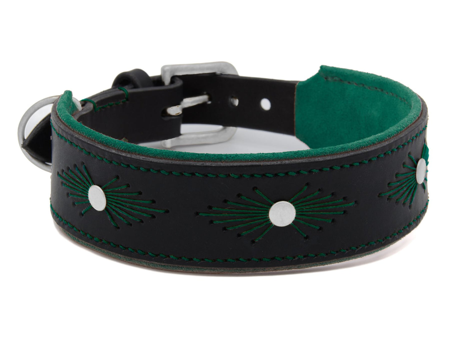 Lederhalsband 'Woodstock' Schwarz