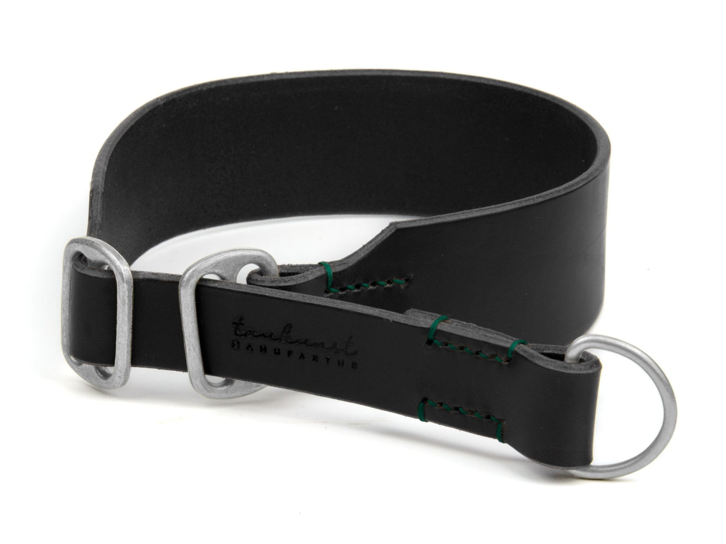 Zugstopp-Lederhalsband 'Waldgeist' Schwarz