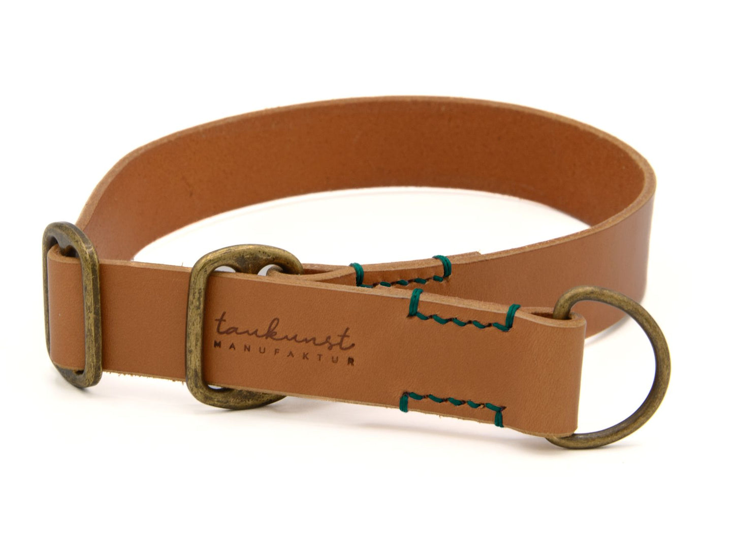 Zugstopp-Lederhalsband 'Waldgeist' Cognac