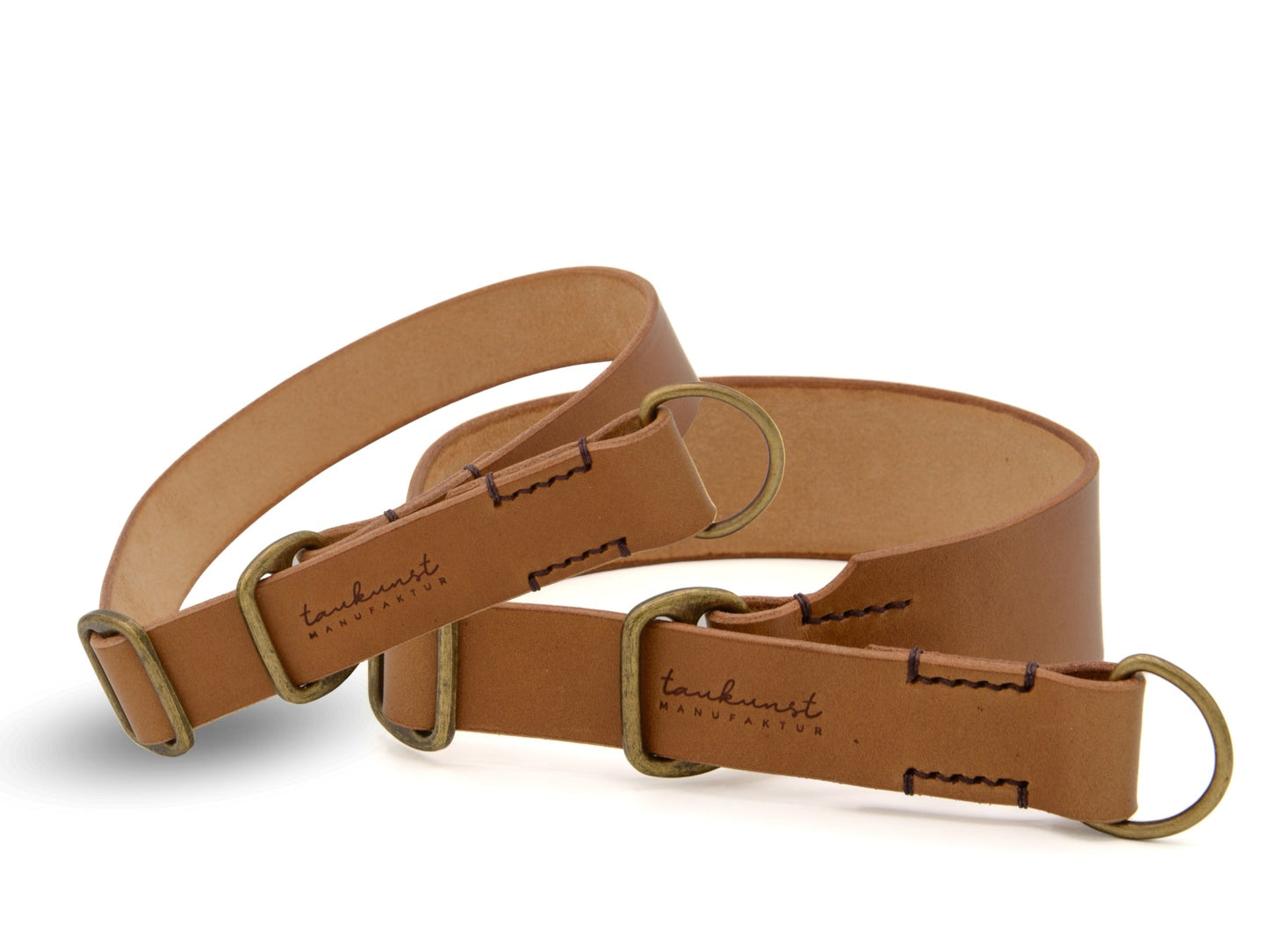 Zugstopp-Lederhalsband 'Waldgeist' Camel