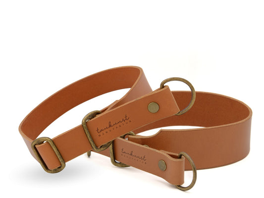 Zugstopp-Lederhalsband 'Waldstreuner' Cognac