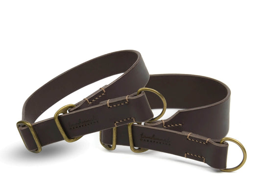 Zugstopp-Lederhalsband 'Waldgeist' Dunkelbraun