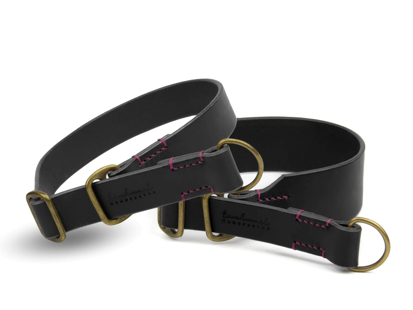 Zugstopp-Lederhalsband 'Waldgeist' Schwarz