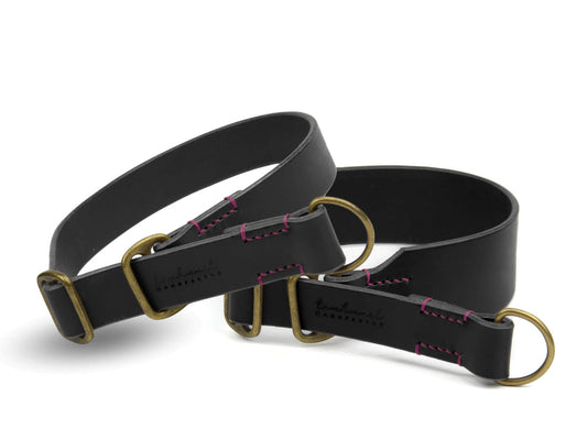 Zugstopp-Lederhalsband 'Waldgeist' Schwarz