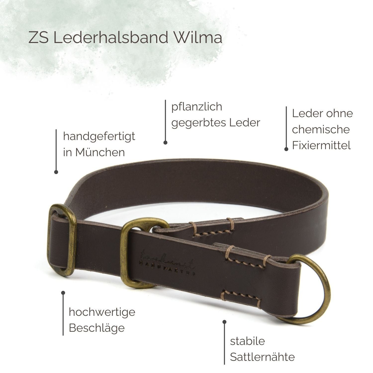 Zugstopp Lederhalsband Wilma für Hunde in Dunkelbraun mit Sattlernaht Vintage Highlights