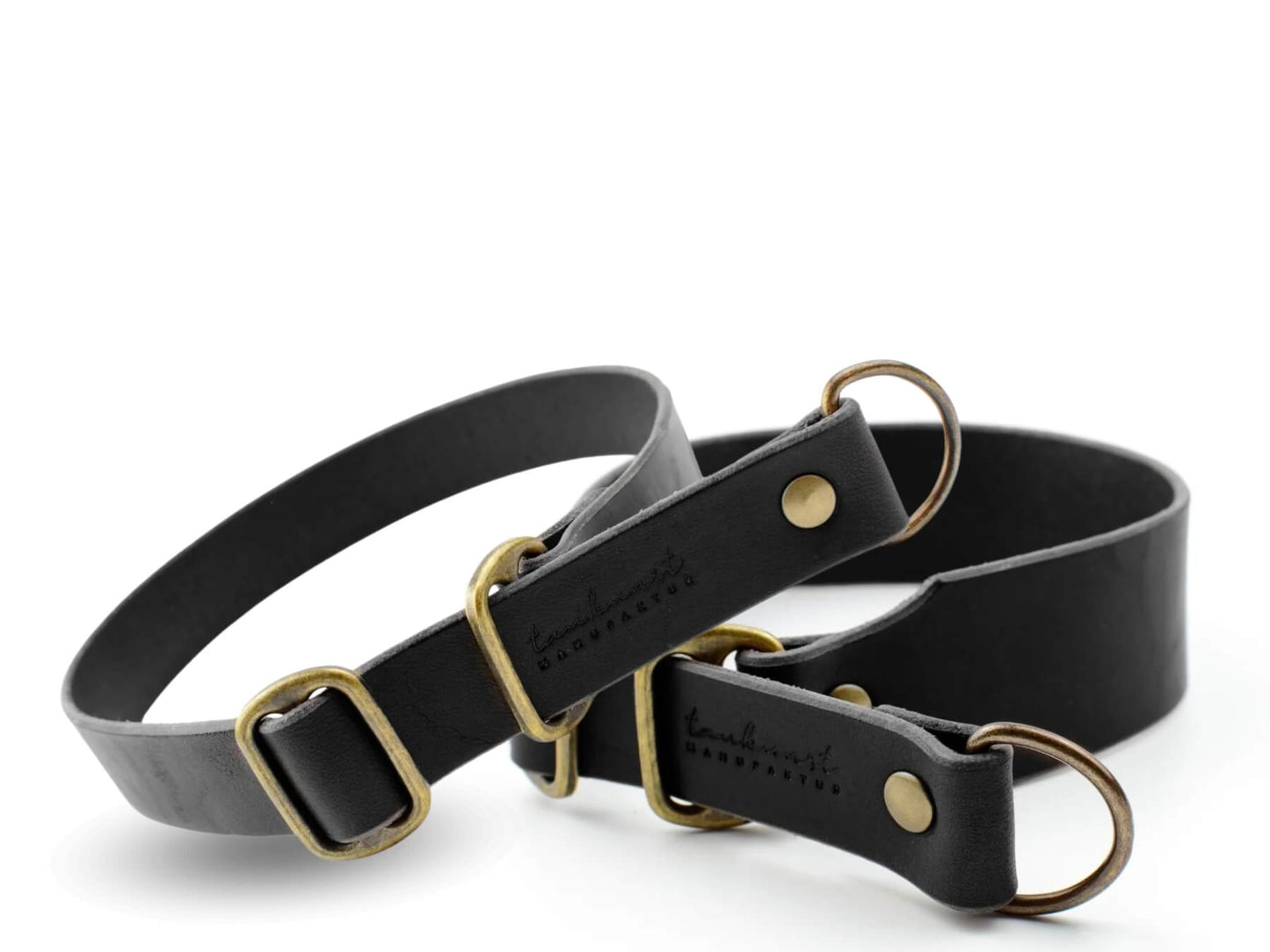 Zugstopp-Lederhalsband 'Waldstreuner' Schwarz