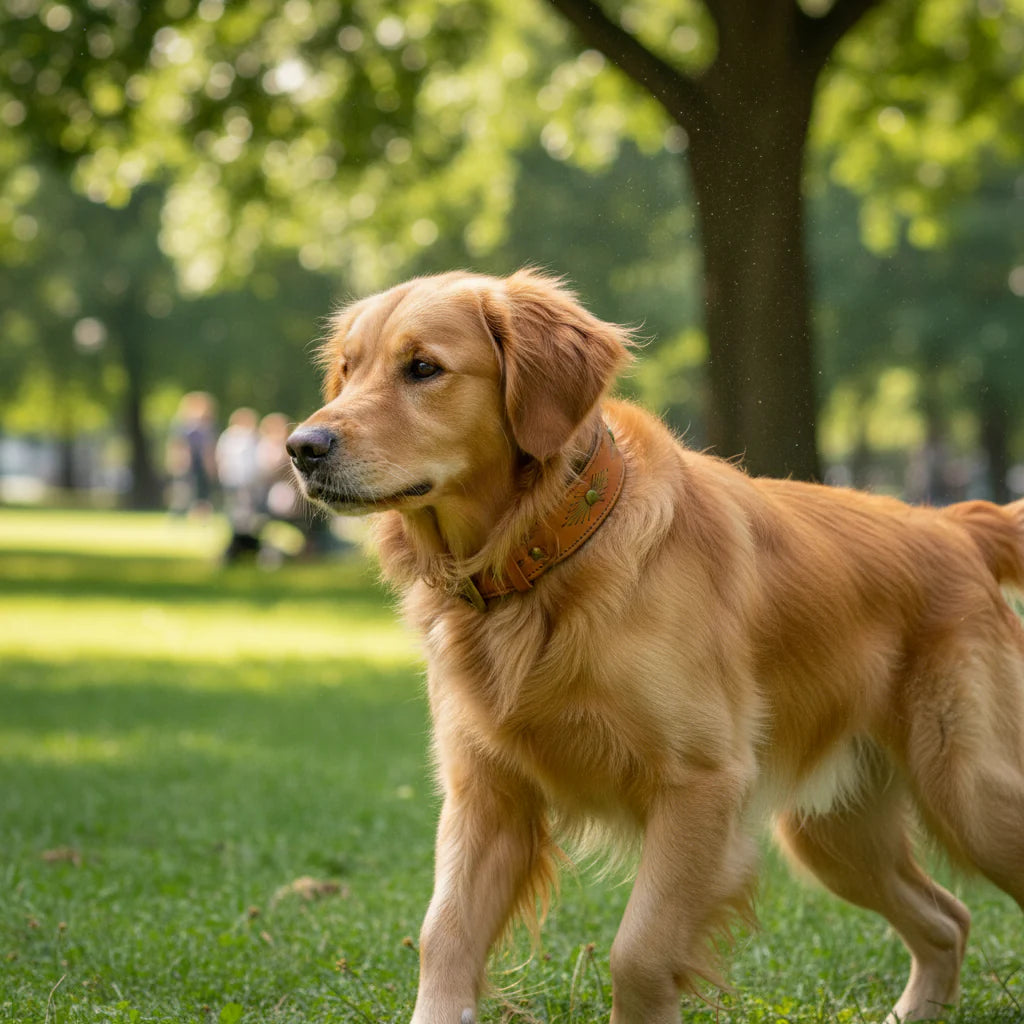 Lederhalsband 'Woodstock' Cognac